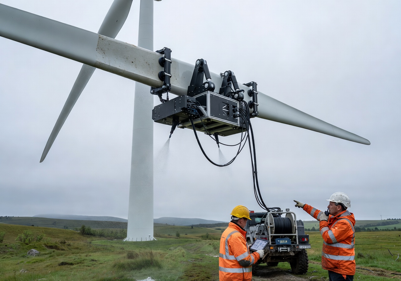 Aerones robotic wind turbine blade cleaning maintenance Finland