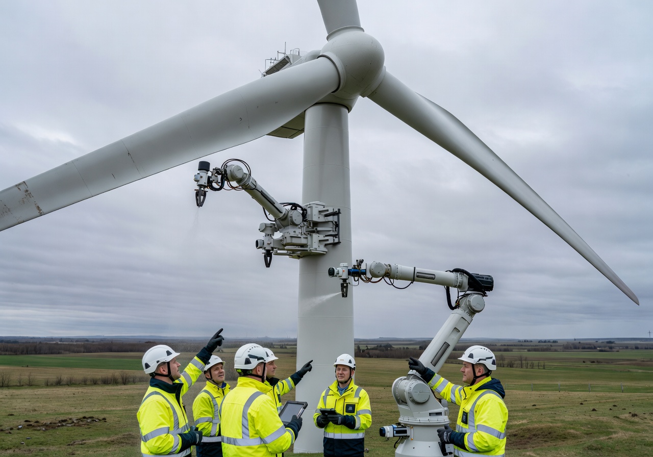 Aerones wind turbine robotic maintenance Finland renewable energy
