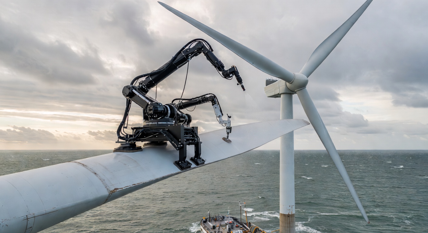 Aerones wind turbine robotic platform renewable energy maintenance