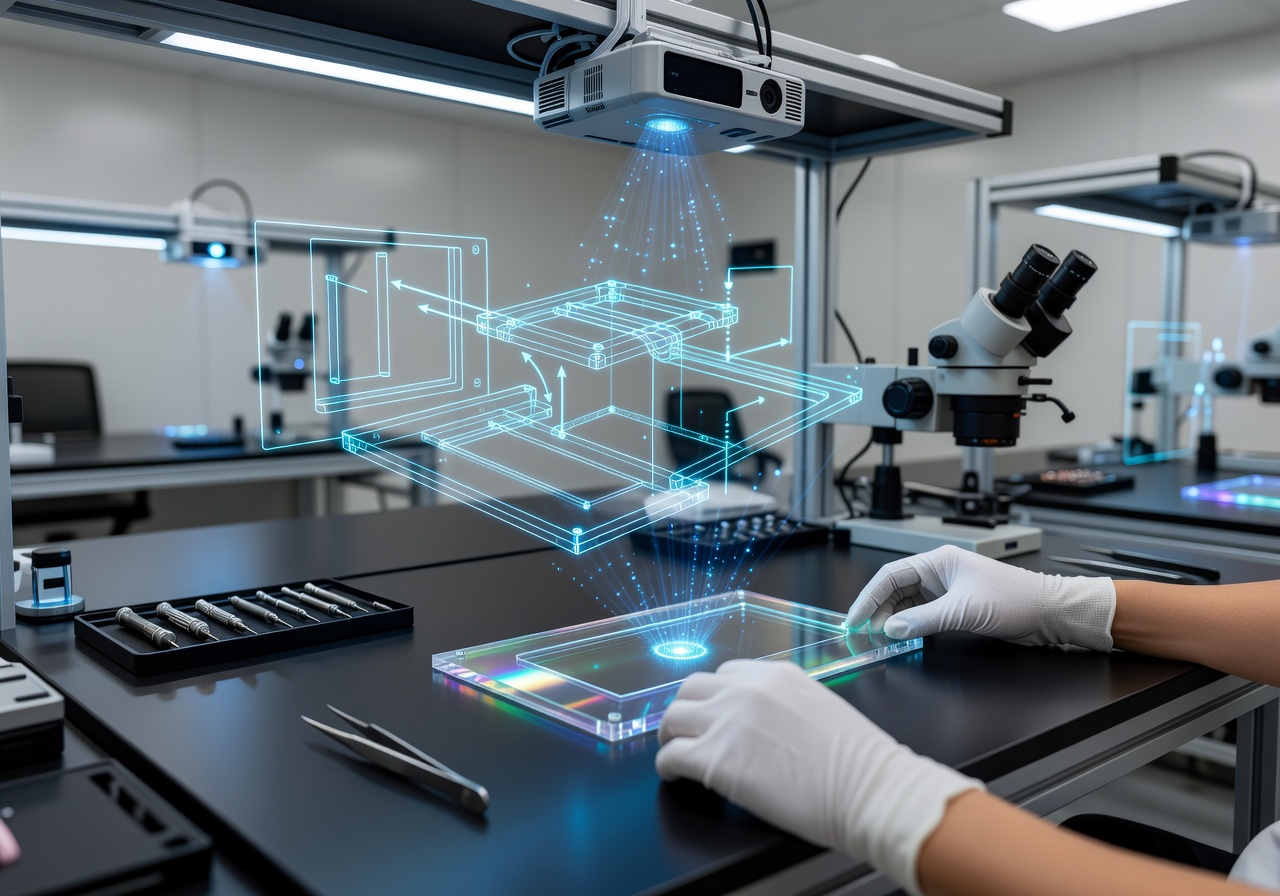Lightguide AR projection precision assembly workstation