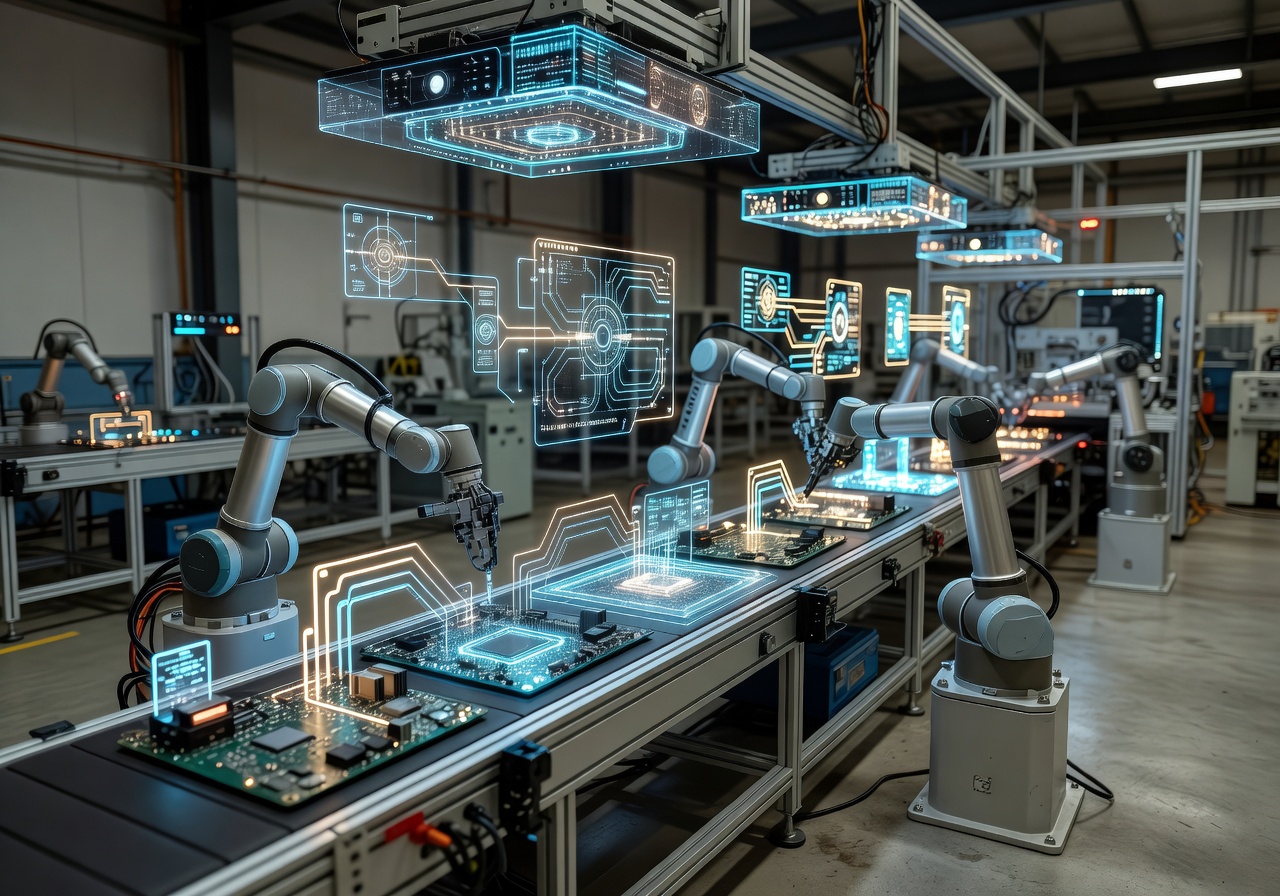 Lightguide smart factory AR projection assembly line
